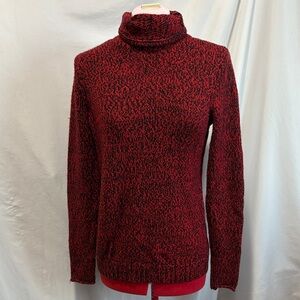 The Limited Maroon and Black Turtleneck Sweater